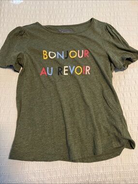 Anthropologie Olive Green Crewneck Tee